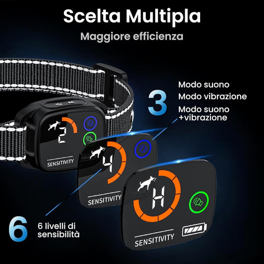 Bark Collar, Dog Bark Collar with 6 Adjustable Sensitivity, 3 Mode Beep/Vibration/Beep&Vibration, V1192-AZ-W-3698
