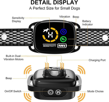Bark Collar, Dog Bark Collar with 6 Adjustable Sensitivity, 3 Mode Beep/Vibration/Beep&Vibration, V1192-AZ-W-3698
