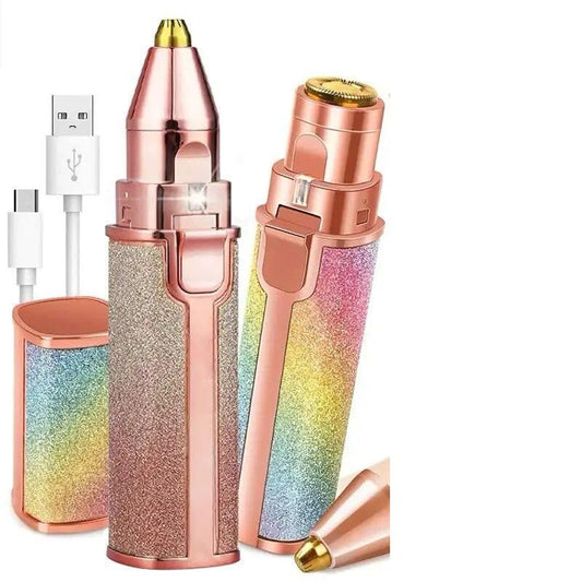 Eyebrow Trimmer Makeup Painless Eye Brow Epilator 2 in 1 Built-in Light Eyebrow Trimmer & Facial Hair Removal V1192-AZ-W-3702