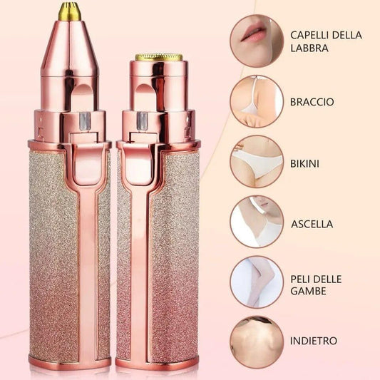 Eyebrow Trimmer Makeup Painless Eye Brow Epilator 2 in 1 Built-in Light Eyebrow Trimmer & Facial Hair Removal V1192-AZ-W-3702