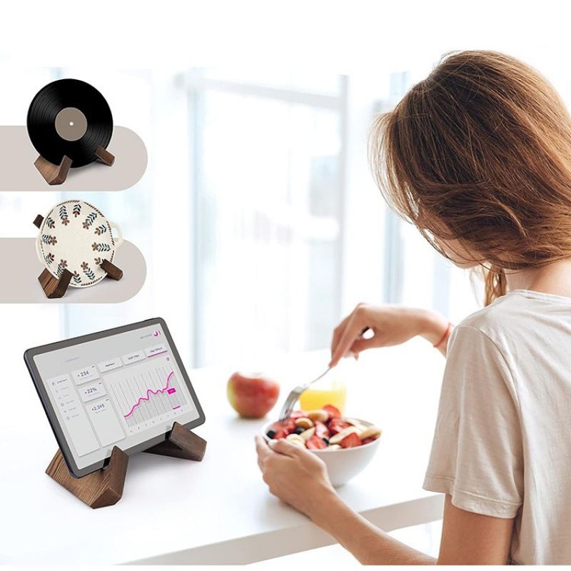Plate Stand for Display - 6.5 Inch Plate Holder Display Stand, Wooden Picture Frame Holder, Decorative Table V1192-AZ-W-3708