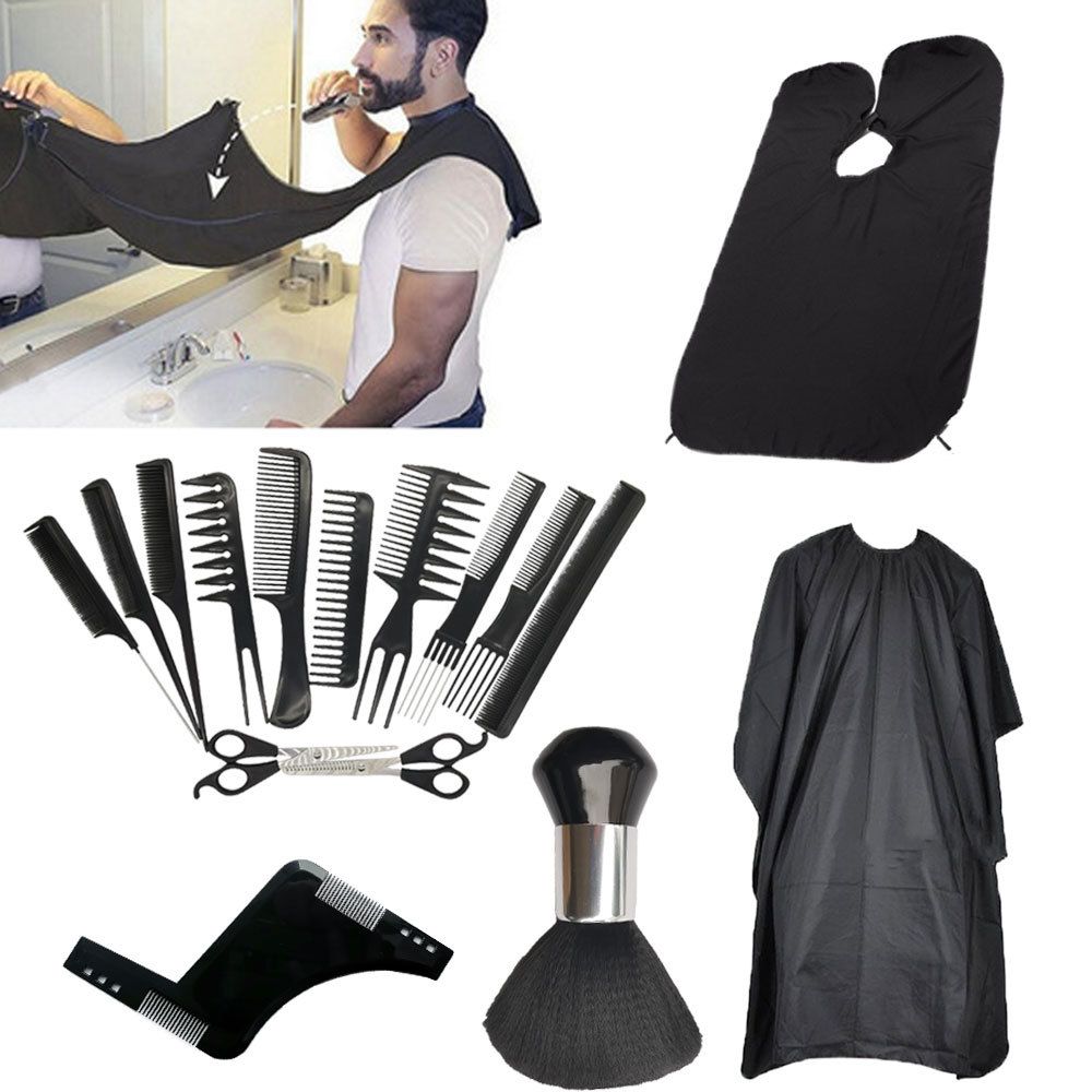 Generic Professional Hairdressing Kit 16 Pieces: Scissors, Combs, Umbrella Cape, Apron and Accessories for V1192-AZ-W-3710