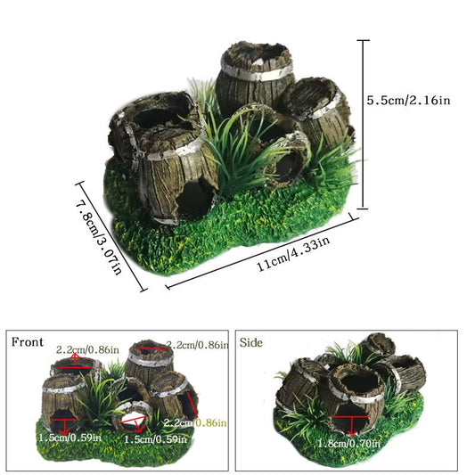 2pcs Aquarium Decorations Three Stacked Broken Barrels Fish Tank Decoration Ornament Landscaping Over Rocks V1192-AZ-W-3711