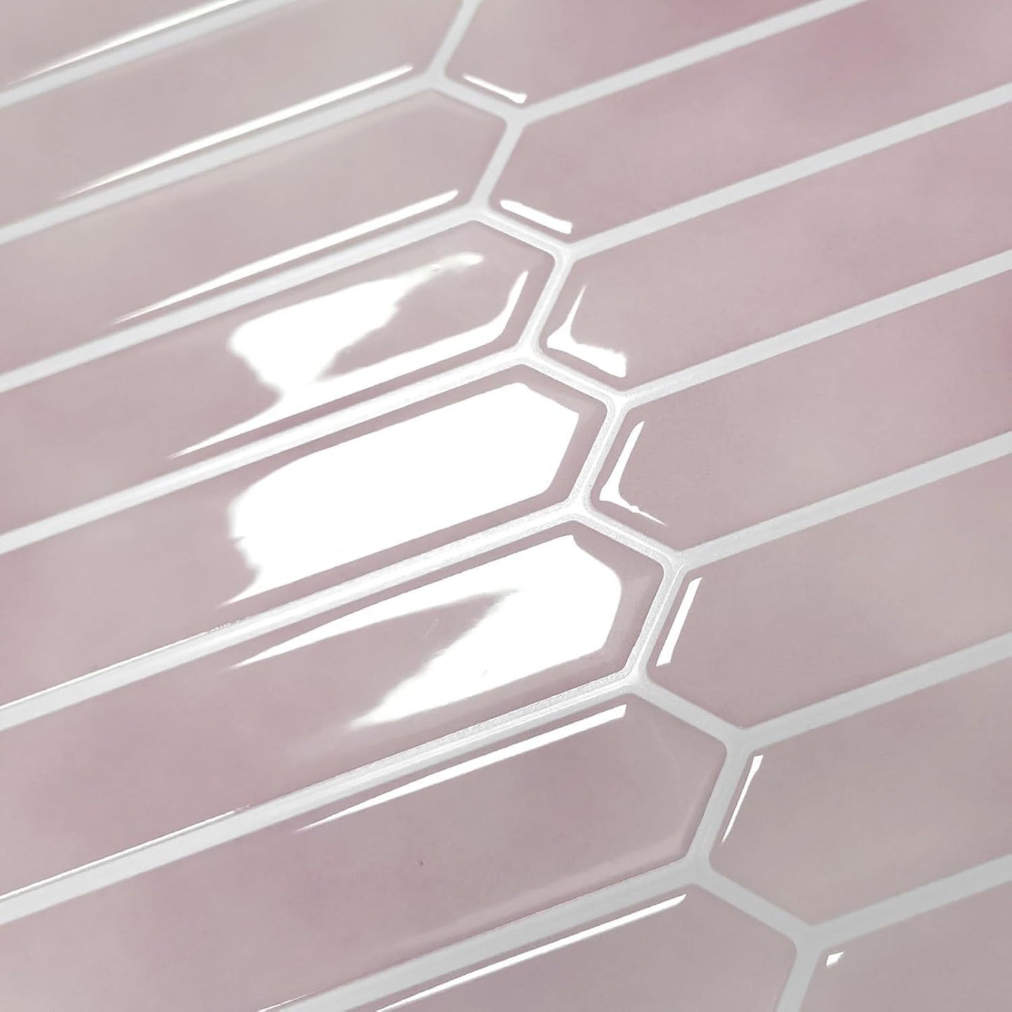 Pink Long Hexagon Tile Peel and Stick Backsplash, 10 Sheets Self-Adhesive Wall Tiles Stick on Back Splash for V1192-AZ-W-3713
