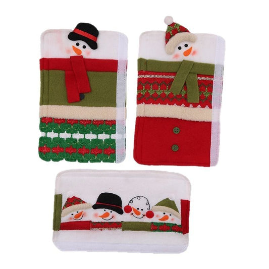 3 Piece Set Christmas Snowman Refrigerator Door Handle Covers Appliance Handle Covers Christmas Decorations V1192-AZ-W-3715