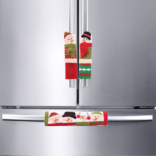 3 Piece Set Christmas Snowman Refrigerator Door Handle Covers Appliance Handle Covers Christmas Decorations V1192-AZ-W-3715