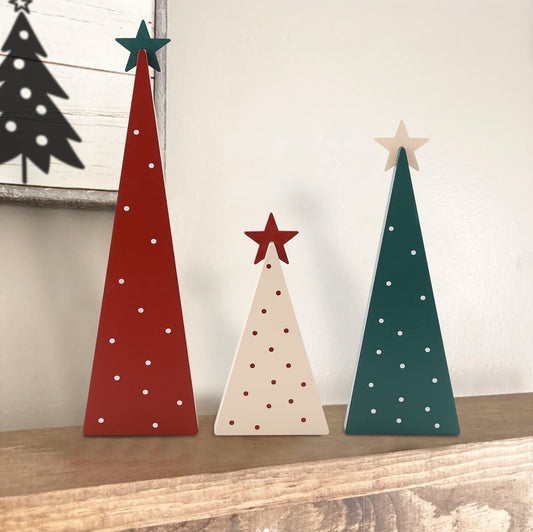 Christmas Decorations-Three Sizes Wooden Tree Sign with Star-Christmas Decorations for Home Shelf Mantel V1192-AZ-W-3717