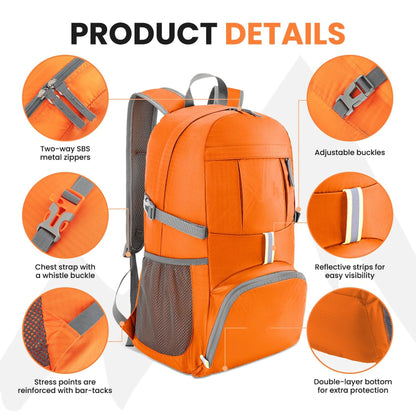 35L Ultralight Lightweight Packable Foldable Travel Camping Hiking Outdoor Sports Backpack Daypack(orang) V1192-AZ-W-3723