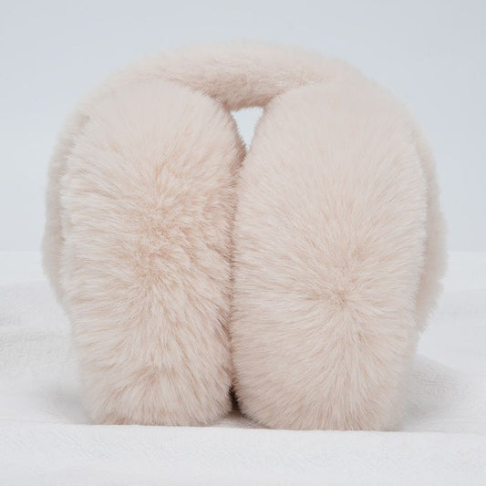 Fluffy Ear Muff for Women Plush Earmuffs Kids Winter Earmuffs Girls Boys Cold Weather Ear Warmer, Beige hair V1192-AZ-W-3727