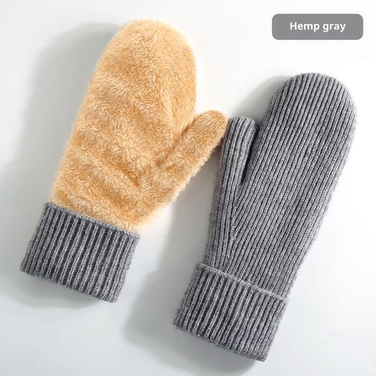 Unisex Winter Toasty Warm Solid Knit Mitten Gloves, Knit Stretchy Cold Weather Warm Knit Thick Gloves Mittens V1192-AZ-W-3729