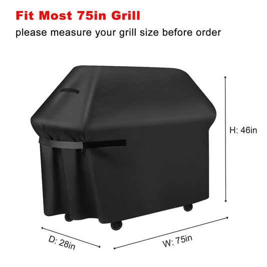 BBQ Grill Cover, 75-Inch Heavy Duty Waterproof UV Resistant Tear Resistant BBQ Gas Grill Cover for V1192-AZ-W-3736