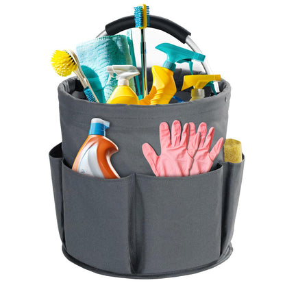 28cm Foldable Storage Basket, Cleaning Caddy Organiser, Portable Multi Cleaning Bucket Bag for Home, Garden V1192-AZ-W-3744