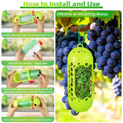 2 Pack Wasp Trap for Outdoor Use Safe & Reusable Wasp Catcher, Effective Hanging Yellow Jacket Trap for V1192-AZ-W-3752