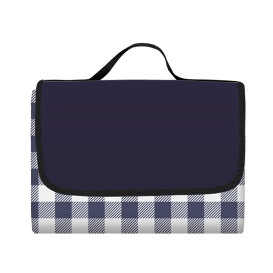 Picnic Blanket Waterproof Beach Rug 150*100cm Picnic Mat Washable Lightweight with Handle Navy Blue Checkered V1192-AZ-W-3755