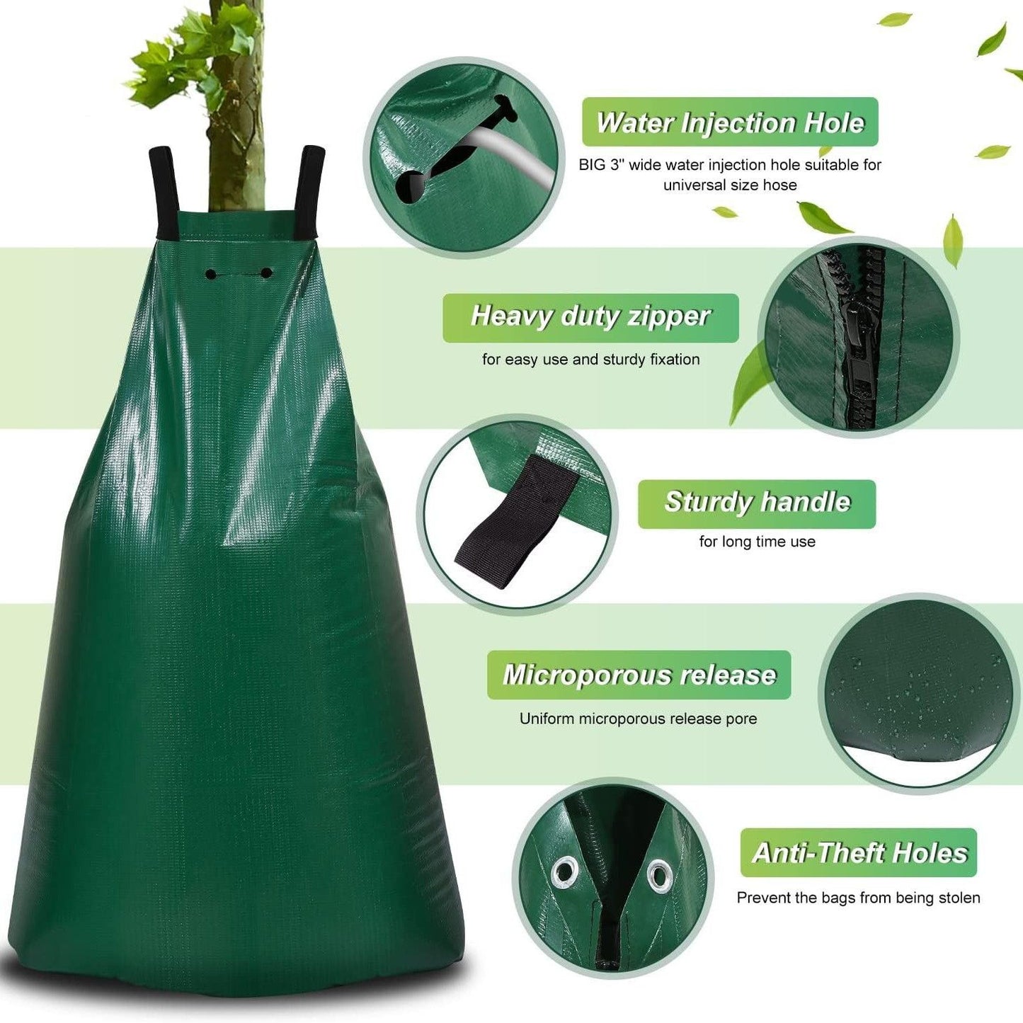 Tree Watering Bags Slow Release, 20 Gallon Drip Irrigation Bag Waterer Globe Soaker for New Plant Trees Trunk V1192-AZ-W-3763