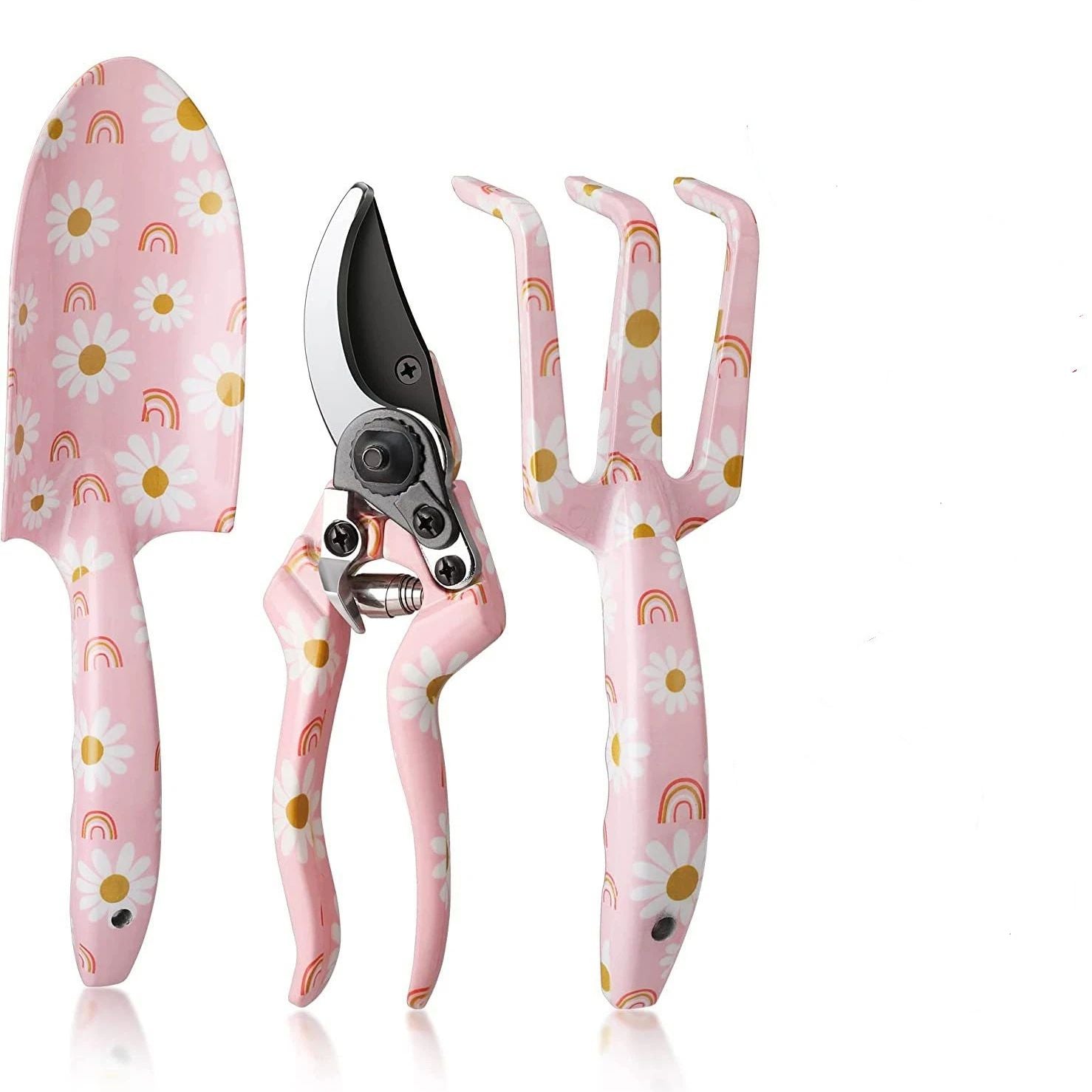 Garden Tool Set, 3PCS Gardening Tools with Box Include Trowel, Rake, Pruner, Gloves, Pink, Gifts-Pink V1192-AZ-W-3767
