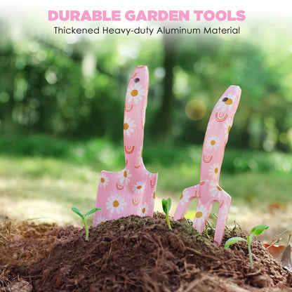 Garden Tool Set, 3PCS Gardening Tools with Box Include Trowel, Rake, Pruner, Gloves, Pink, Gifts-Pink V1192-AZ-W-3767