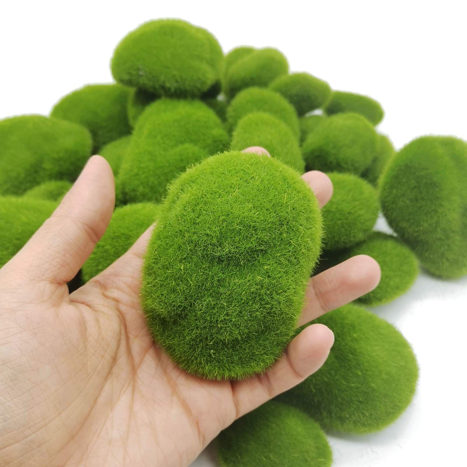 40Pcs Artificial Moss Rocks (4 Sizes), Green Moss Decor for Floral Arrangements, Fairy Gardens and Crafting V1192-AZ-W-3768