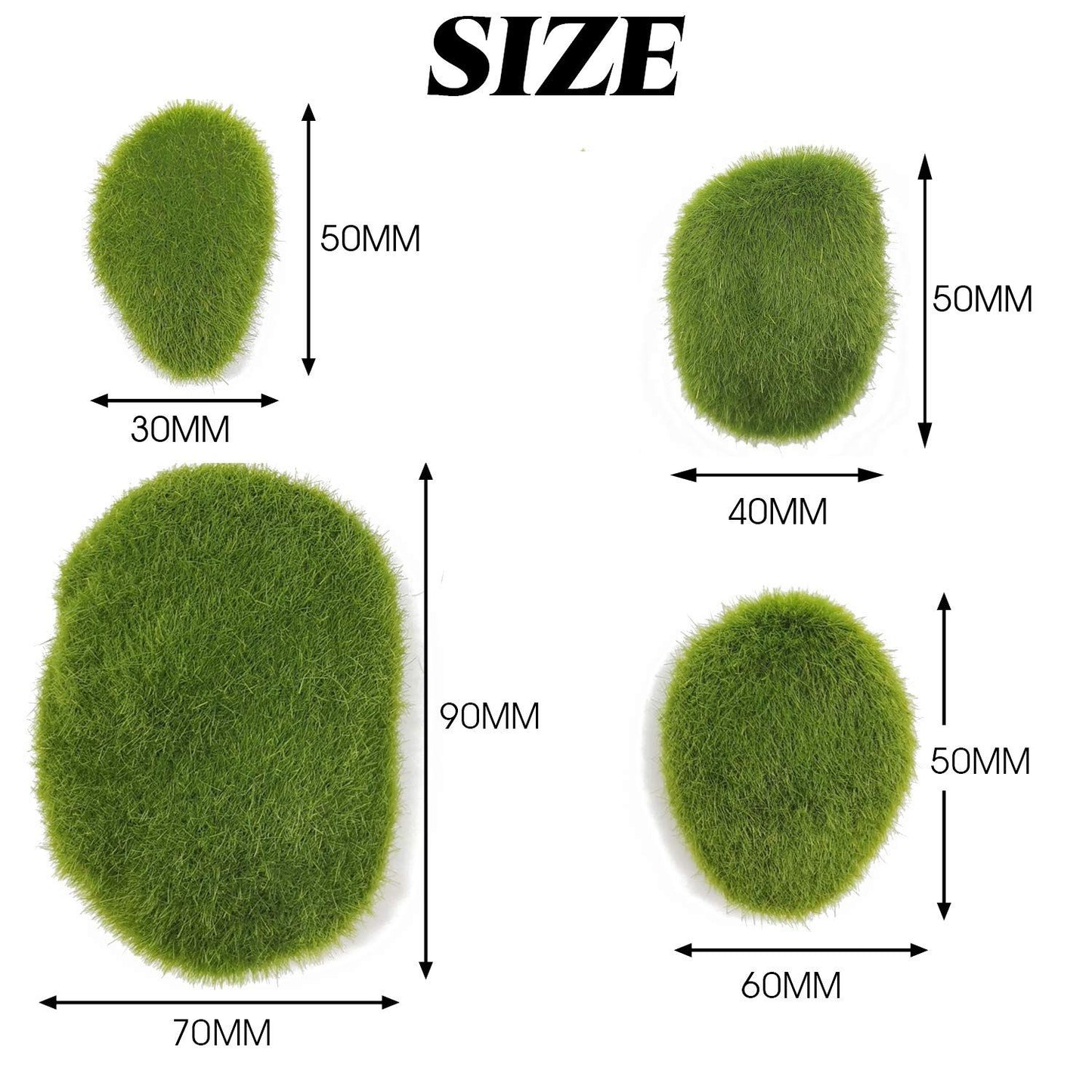 40Pcs Artificial Moss Rocks (4 Sizes), Green Moss Decor for Floral Arrangements, Fairy Gardens and Crafting V1192-AZ-W-3768