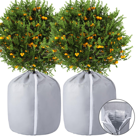 2Pcs Plant Winter Protection Pot - 45*50cm Flower Pot Protection Bag - Anti-Frost Winter Pot Plant Cover with V1192-AZ-W-3770
