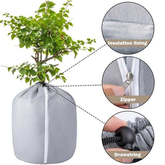 2Pcs Plant Winter Protection Pot - 45*50cm Flower Pot Protection Bag - Anti-Frost Winter Pot Plant Cover with V1192-AZ-W-3770