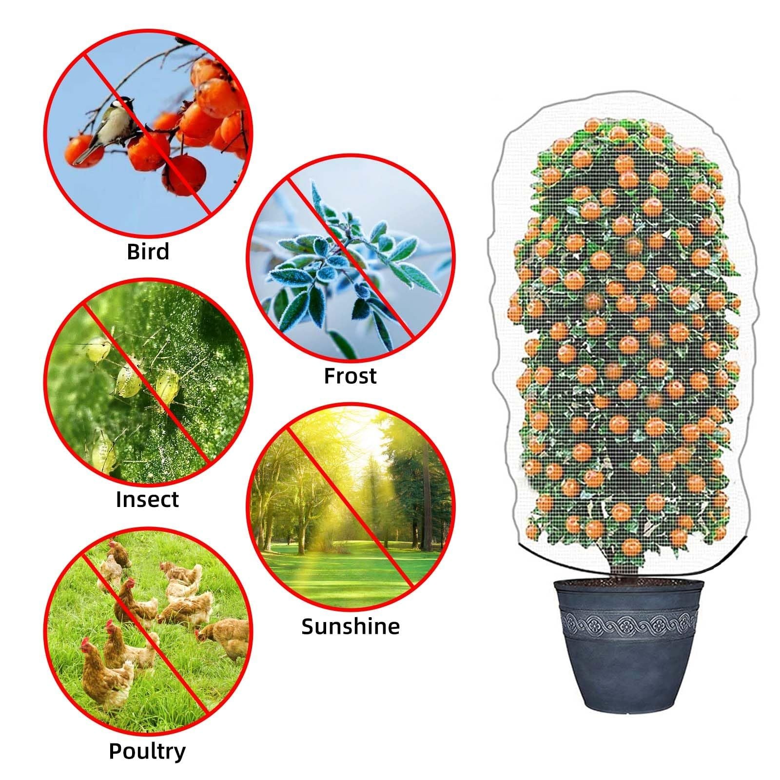 Garden Mesh Netting for Plants, 4 Pack Insect Bird Barrier Net Mesh with Drawstring, 1*1m Garden Bug Netting V1192-AZ-W-3784