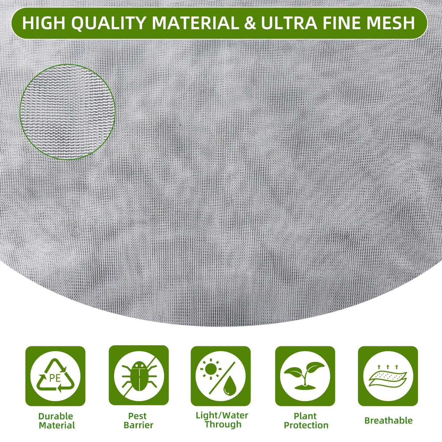 Garden Mesh Netting for Plants, 4 Pack Insect Bird Barrier Net Mesh with Drawstring, 1*1m Garden Bug Netting V1192-AZ-W-3784