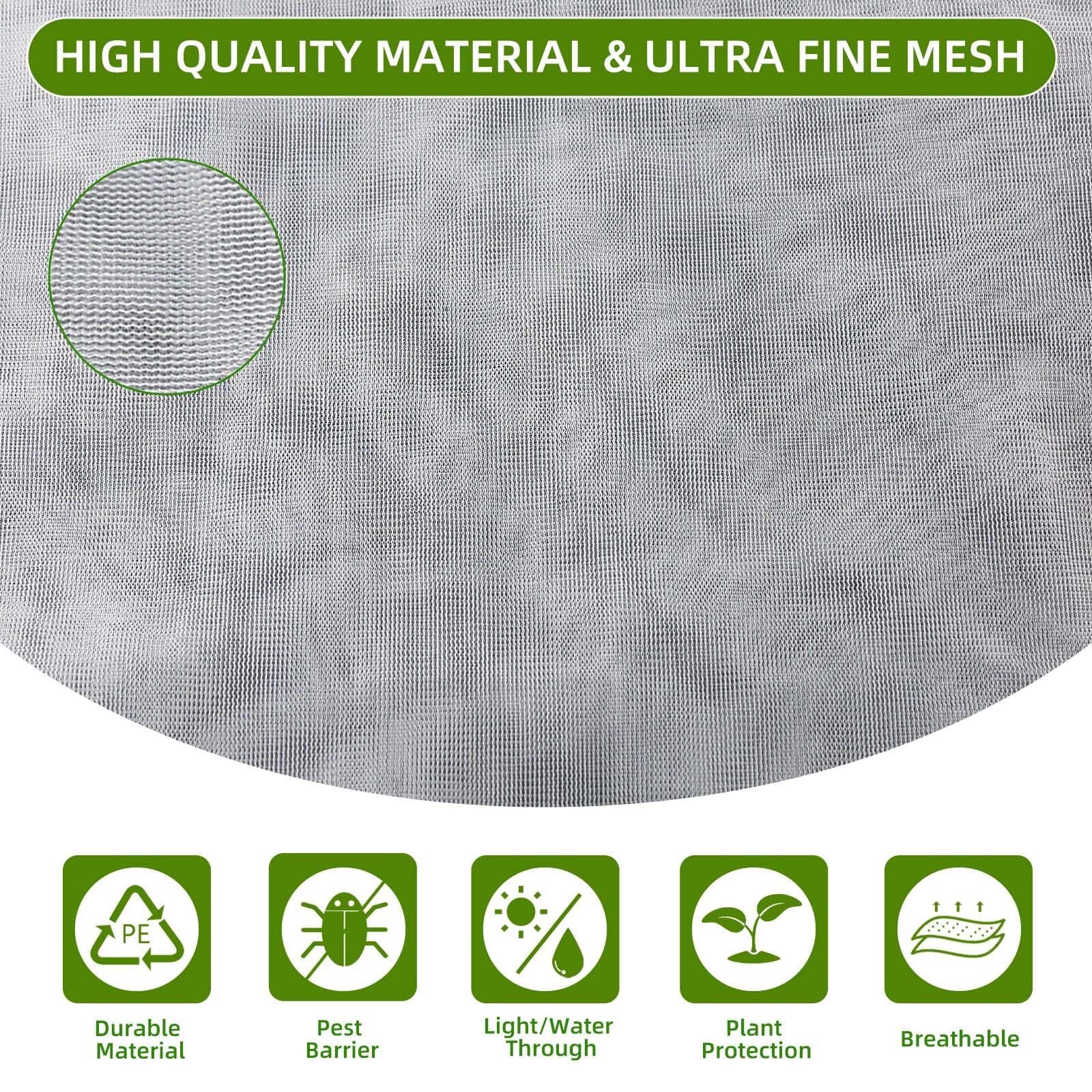 Garden Mesh Netting for Plants, 4 Pack Insect Bird Barrier Net Mesh with Drawstring, 1*1m Garden Bug Netting V1192-AZ-W-3784