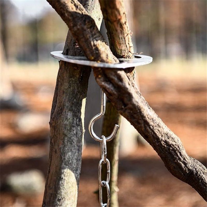 Camping Tripod Board, Turn Branches into Campfire Tripod , Stainless Steel Campfire Support Plate with V1192-AZ-W-3786