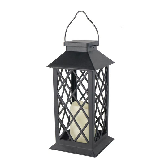 Solar Outdoor Lantern, Garden Hanging Waterproof Lanterns PVC Upgrade 3 LED Flickering Flameless Candle V1192-AZ-W-3791