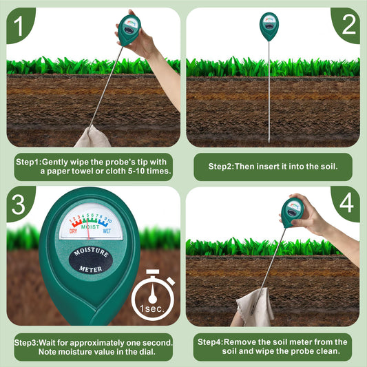 Long Probe Deep Use Soil Moisture Meter, Water Monitor Indicator Sensor, Hygrometer for Outdoor Indoor Large V1192-AZ-W-3793