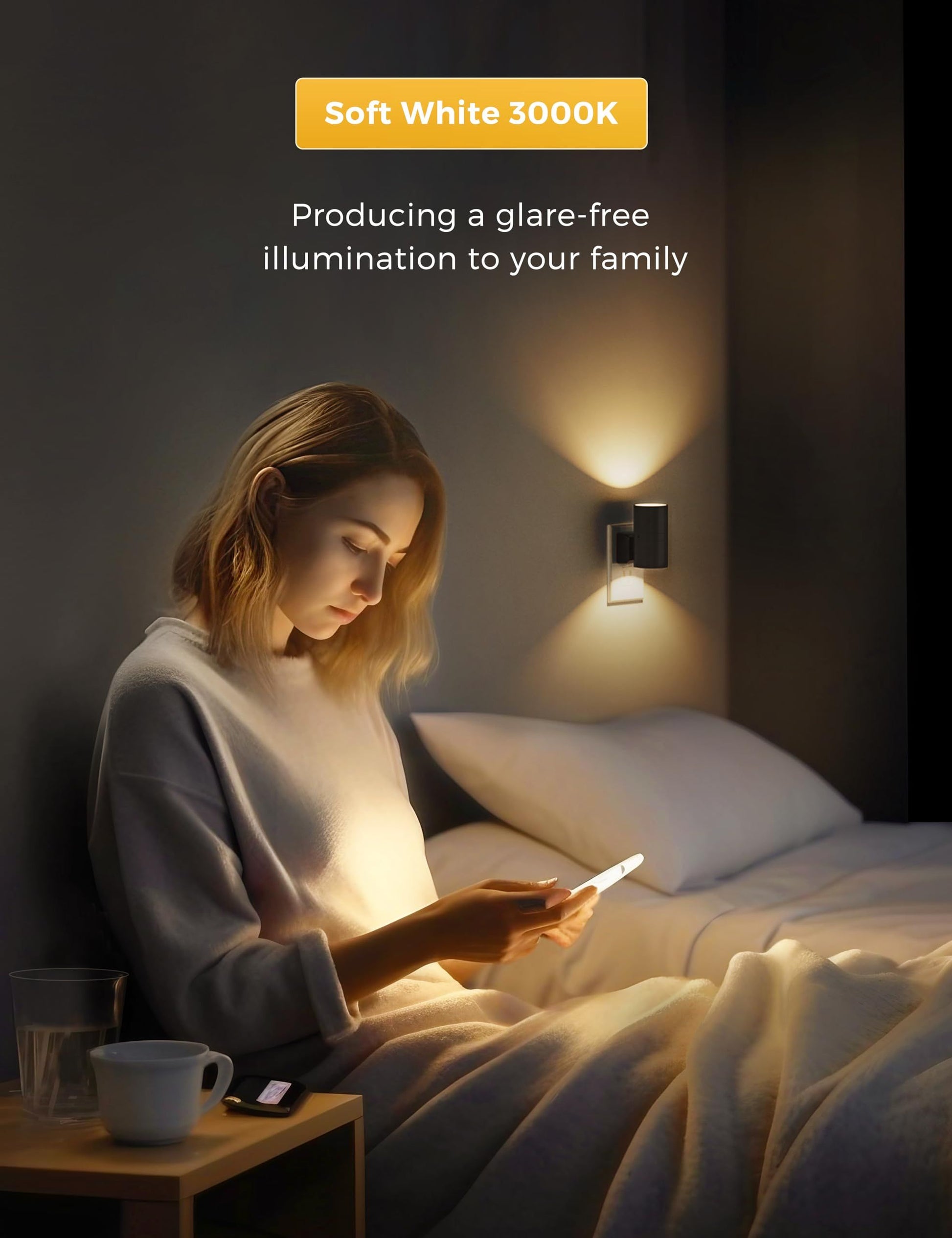Night Lights Plug into Wall, Dimmable Night Light Plug in, Modern Night Lights with Dusk to Dawn Light V1192-AZ-W-3795