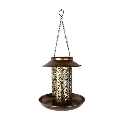 Solar Bird Feeder for Hanging, Metal Wild Cardinals Garden Lantern with Hook, Weatherproof and Water V1192-AZ-W-3801