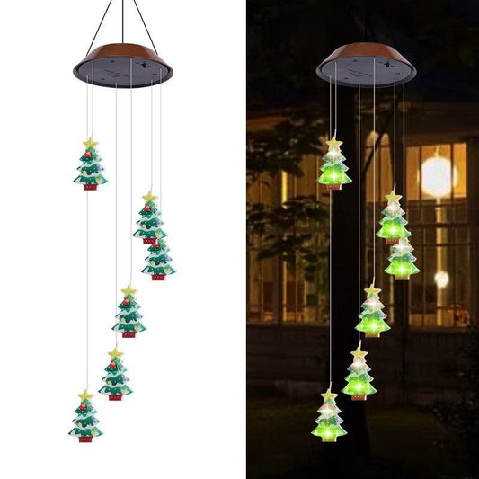 Christmas Solar Wind Chimes, Color Changing Solar Wind Chimes, Hanging Outdoor Christmas New Year Garden V1192-AZ-W-3802