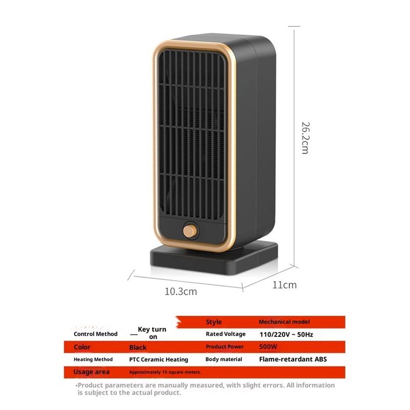 Space Heaters, 500W Energy Efficient Quiet Mini Portable Heater, PTC Ceramic Fast Heater Function for Office V1192-AZ-W-3805