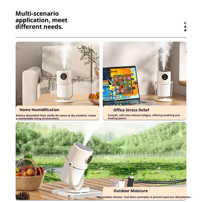 Portable Small Humidifier - Cold Mist Humidifier with 360 degrees Rotating Stand, Stepless Dimming Warm Night V1192-AZ-W-3806