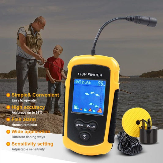 Portable Fish Depth Finder Water Handheld Fish Finder Sonar Castable Kayak Boat Fishfinder Transducer Fishing V1192-AZ-W-3809