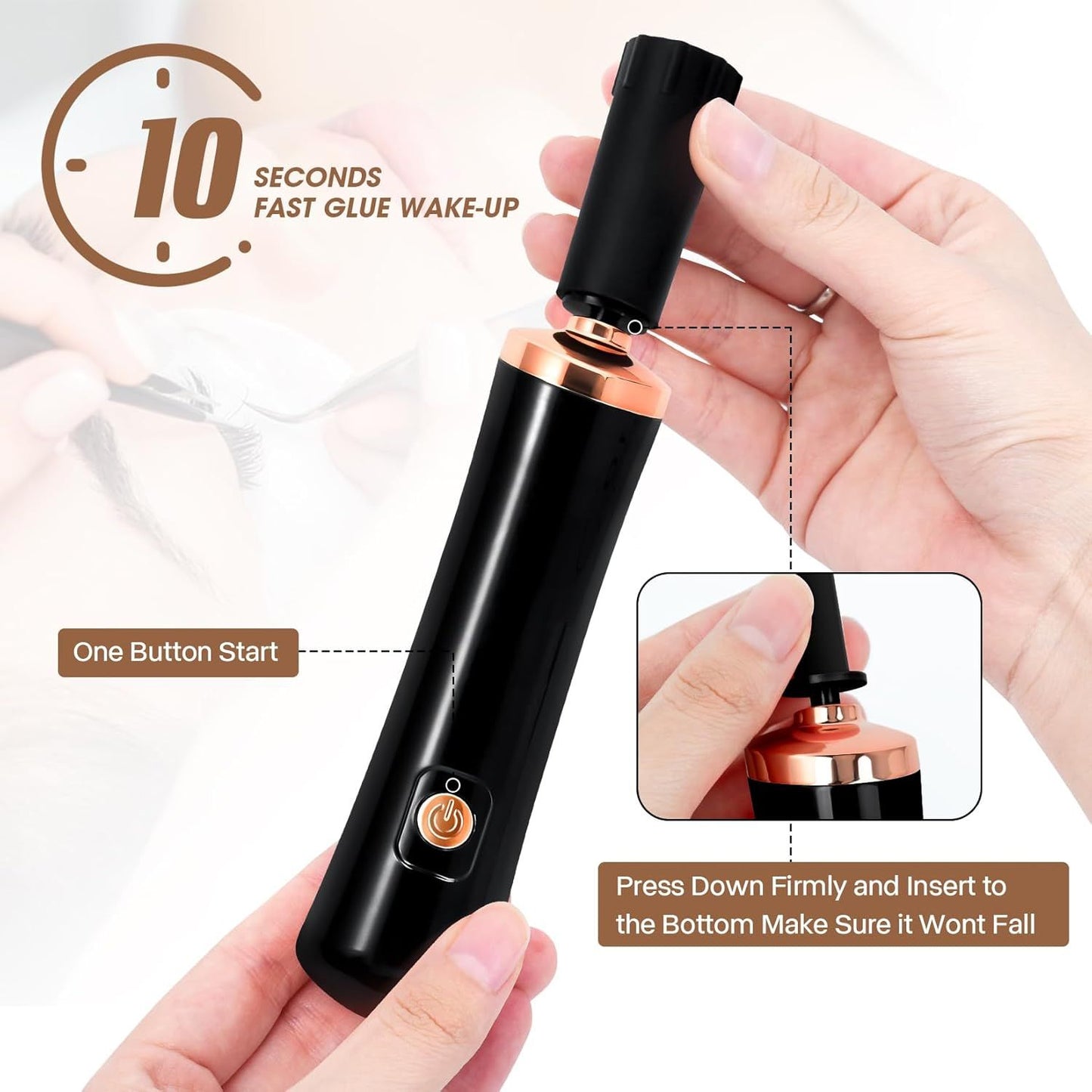 2pcs Electric Nail Lacquer Shaker, Eyelash Lacquer & Glue Shaker for Eyelash Extensions, Handsfree Tool for V1192-AZ-W-3810