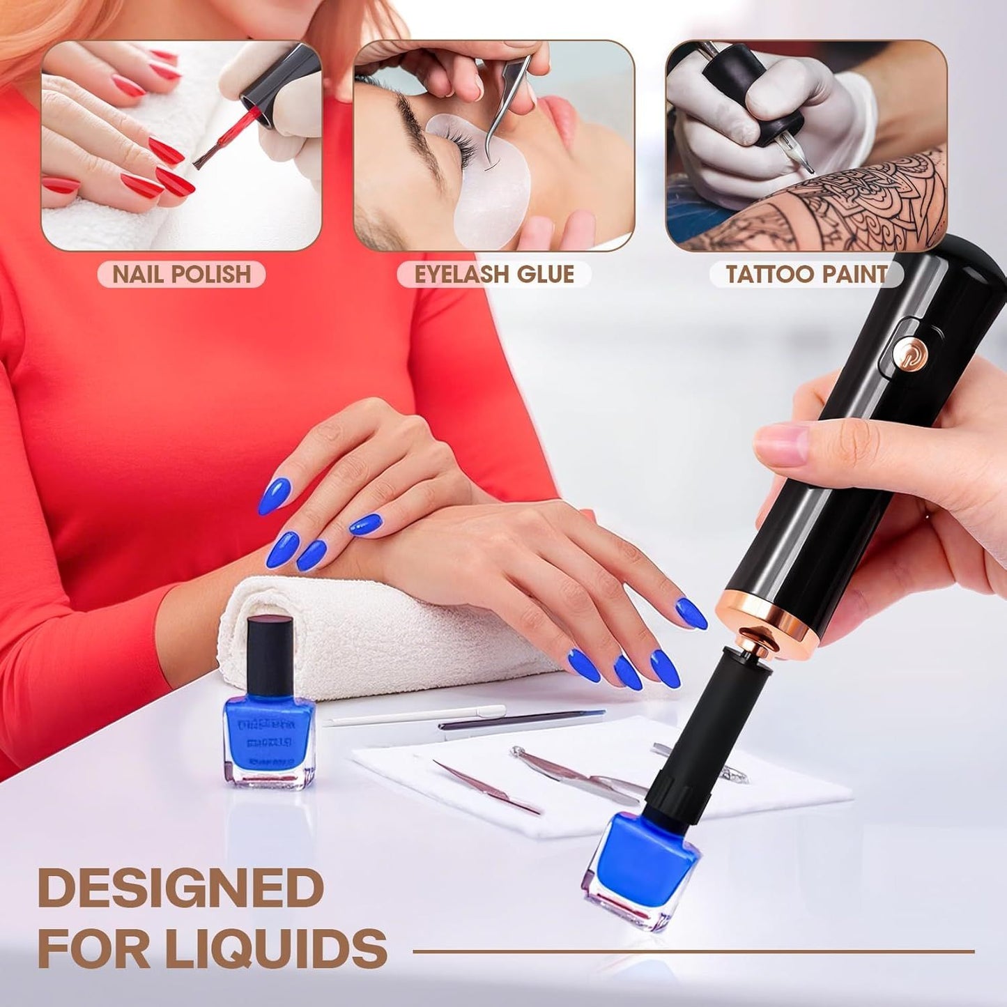 2pcs Electric Nail Lacquer Shaker, Eyelash Lacquer & Glue Shaker for Eyelash Extensions, Handsfree Tool for V1192-AZ-W-3810