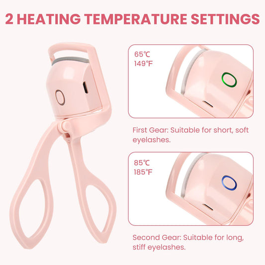 Electric Heated Eyelash Curler for Women - USB Rechargeable Heated Lash Curler with Quick Heat-Up, Multi-Temp V1192-AZ-W-3822
