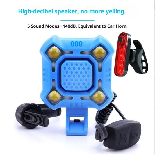 140dB Electric Bike Horn with Headlight, 2 in 1 Bicycle Horn 5 Sound Modes USB-C Rechargeable, Bike Bell with V1192-AZ-W-3831