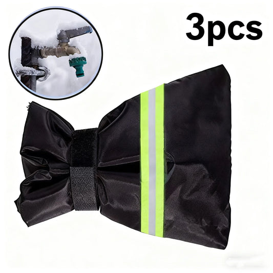 3pcs Thickened Anti-Freeze Outdoor Faucet Socks - Reusable Hose Bib Covers with Reflective Strips for Winter V1192-AZ-W-3834