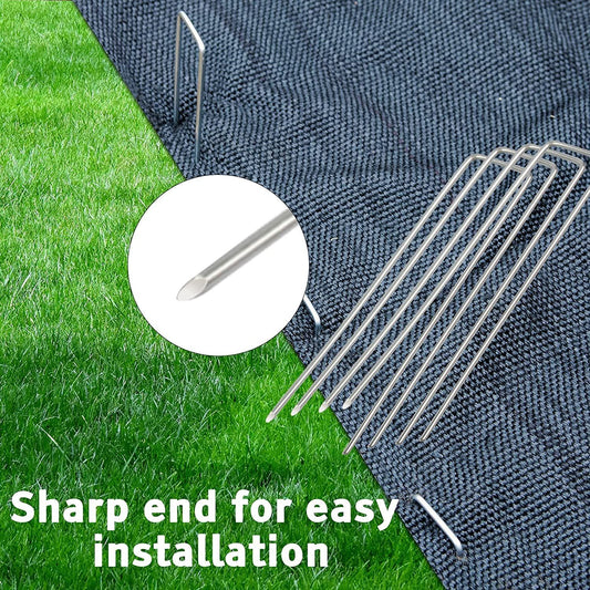100 Pack 4*10cm Landscape Staples Gauge Garden Staples, Galvanized Ground Stakes Pins, Lawn Yard Stakes for V1192-AZ-W-3838