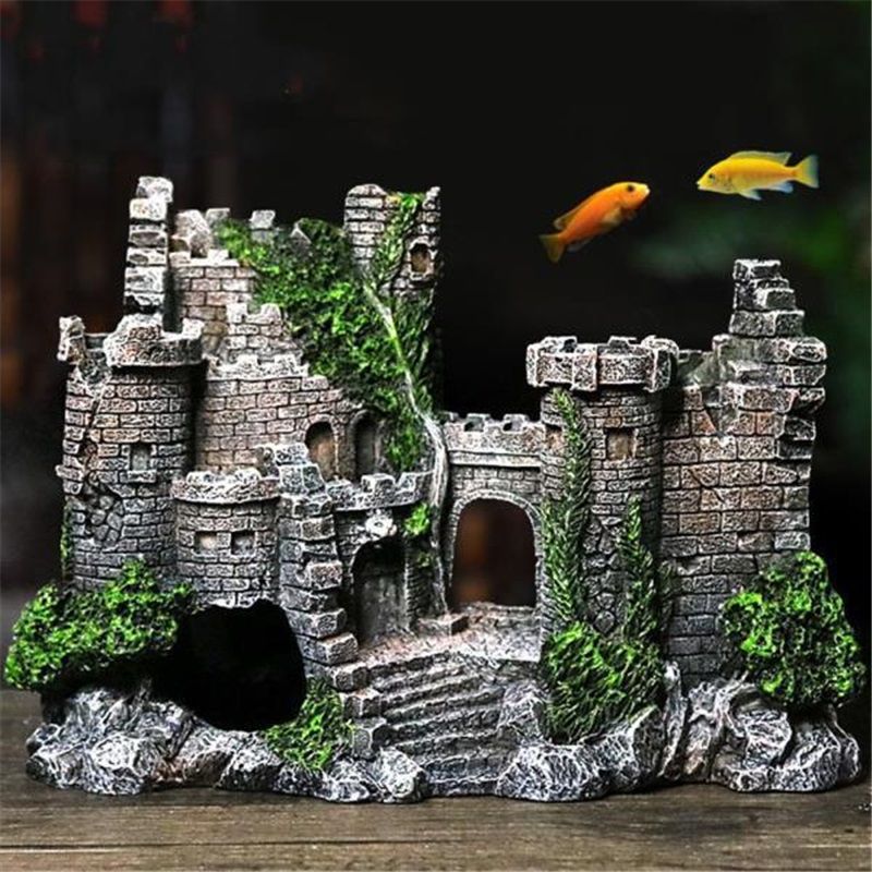 Aquarium Decorations- Castle Fish Tank Decorations for Aquatic Pets to Breed Play and Rest Fish Decorations V1192-AZ-W-3841