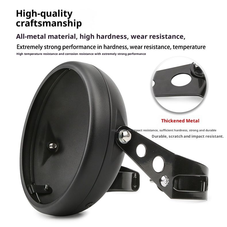 Motorcycle Universal 7" Headlight Housing Shell Lamp Bracket Bottom Mount Bucket Fits Compatible Cafe Racer V1192-AZ-W-3847