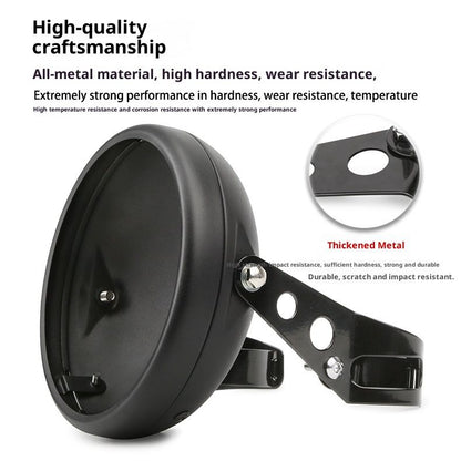 Motorcycle Universal 7" Headlight Housing Shell Lamp Bracket Bottom Mount Bucket Fits Compatible Cafe Racer V1192-AZ-W-3847