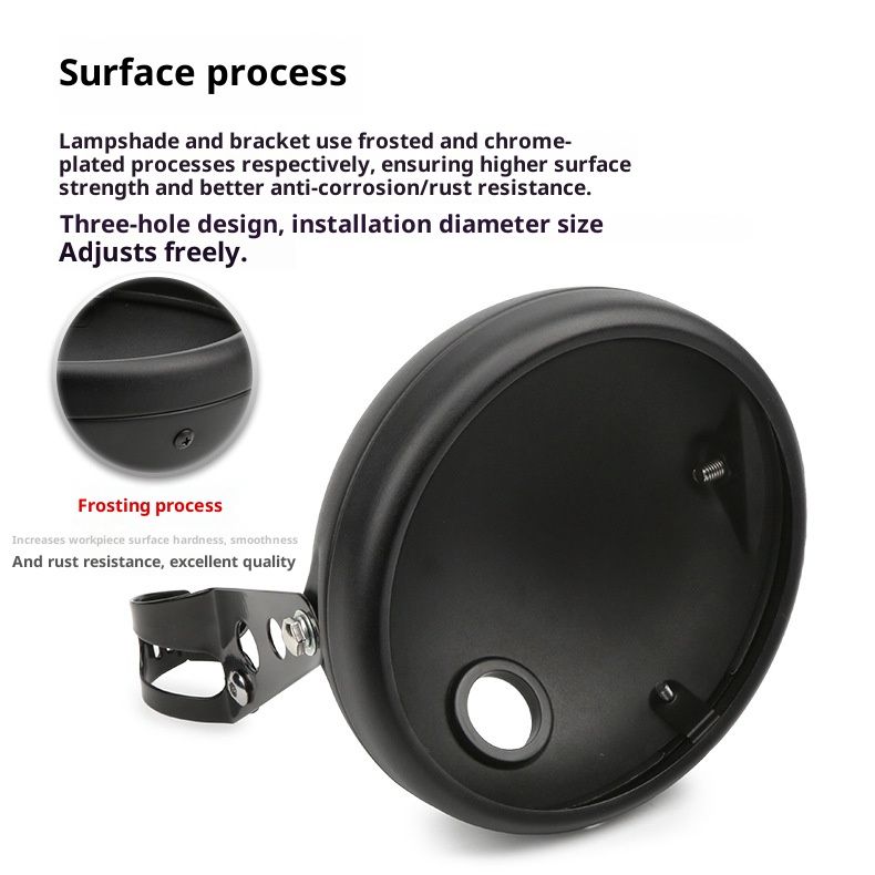 Motorcycle Universal 7" Headlight Housing Shell Lamp Bracket Bottom Mount Bucket Fits Compatible Cafe Racer V1192-AZ-W-3847