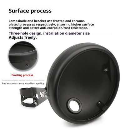 Motorcycle Universal 7" Headlight Housing Shell Lamp Bracket Bottom Mount Bucket Fits Compatible Cafe Racer V1192-AZ-W-3847