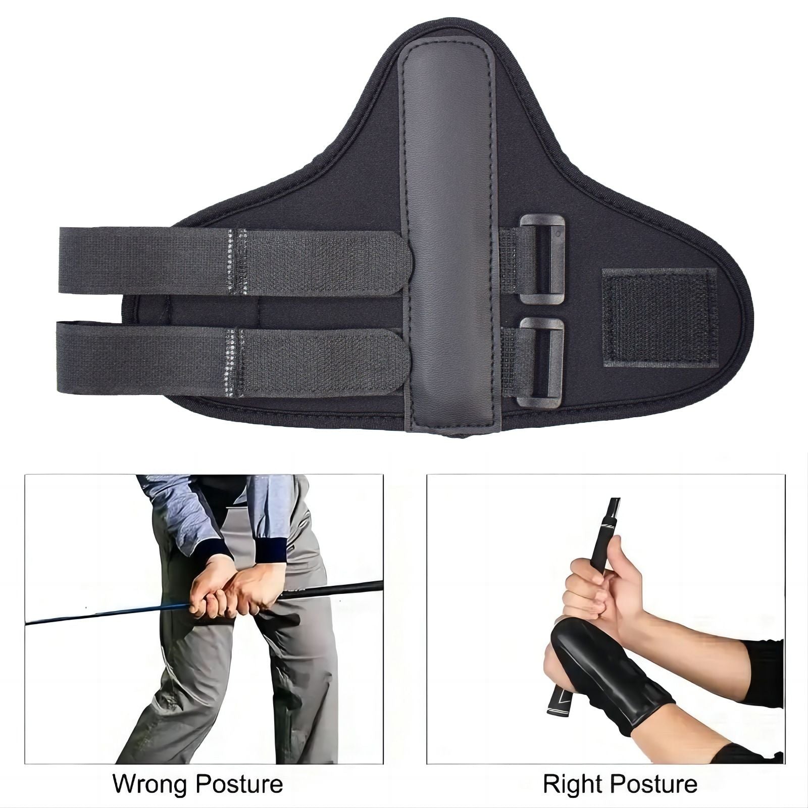 Golf Swing Training Aid, Golf Wrist Brace for Golf Training Swing Correction Golf Swing Arm Band (black 2pcs) V1192-AZ-W-3853