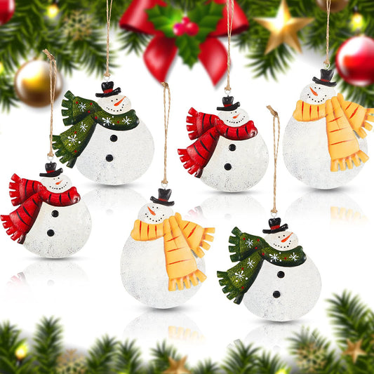 6 Pieces Rustic Metal Snowmen Ornament Christmas Hanging Ornament Vintage Retro Christmas Tree Snowman V1192-AZ-W-3862